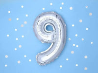 Cijfer Ballon 9 Zilver 35 cm - Ballonnenshop.nl
