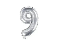 Cijfer Ballon 9 Zilver 35 cm - Ballonnenshop.nl