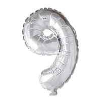 Cijfer Ballon 9 - Zilver - 41 cm - Ballonnenshop.nl