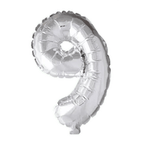 Cijfer Ballon 9 Zilver - 41 cm - Ballonnenshop.nl