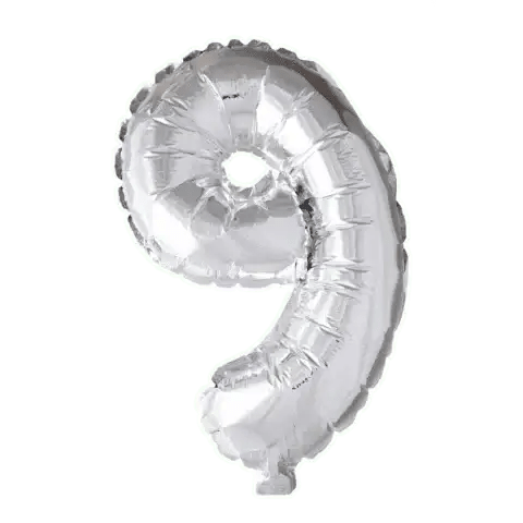 Cijfer Ballon 9 Zilver - 41 cm - Ballonnenshop.nl