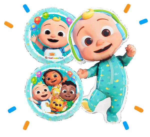 Cocomelon Trosje Blauw/Wit/Groen - Gevuld Met Helium - 76 cm - Ballonnenshop.nl