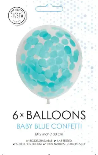 Confetti Ballonnen - Baby Blauw - 6 stuks - 30 cm - Ballonnenshop.nl