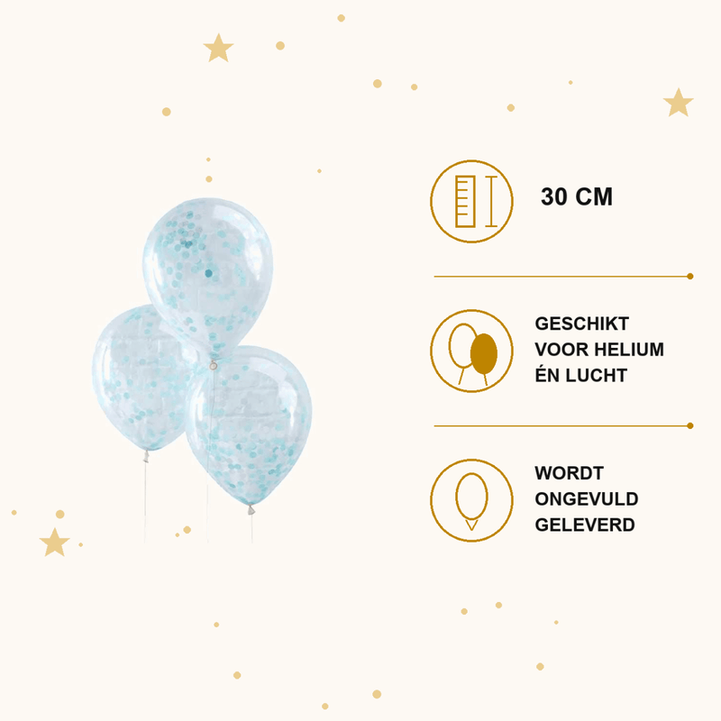 Confetti Ballonnen Blauw - 5 stuks - 30 cm - Ballonnenshop.nl