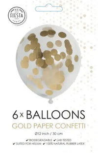 Confetti Ballonnen - Goud - 6 stuks - 30 cm - Ballonnenshop.nl