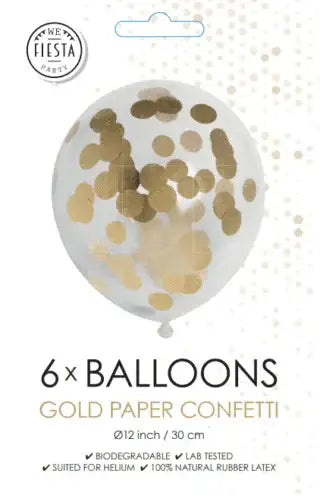 Confetti Ballonnen - Goud - 6 stuks - 30 cm - Ballonnenshop.nl
