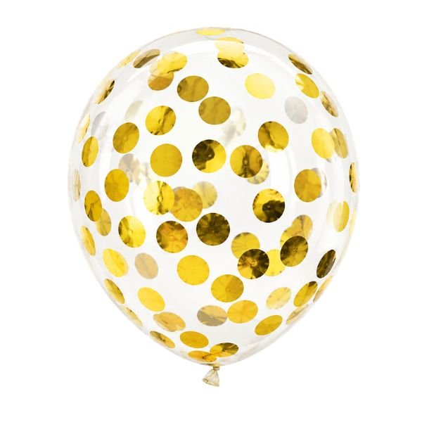 Confetti Ballonnen Goud - 6 stuks - 30 cm - Ballonnenshop.nl