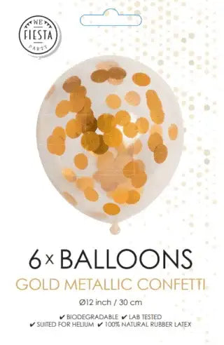 Confetti Ballonnen Goud - 6 stuks - 30 cm - Ballonnenshop.nl