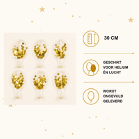 Confetti Ballonnen Goud Ginger Ray - 6 stuks - 30 cm - Ballonnenshop.nl
