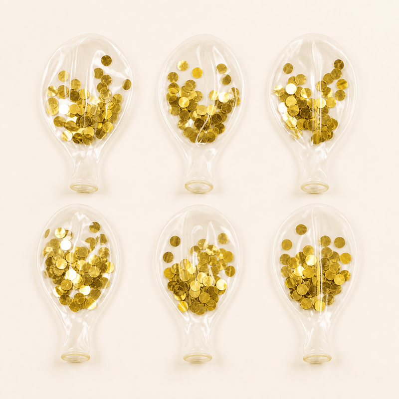 Confetti Ballonnen Goud Ginger Ray - 6 stuks - 30 cm - Ballonnenshop.nl