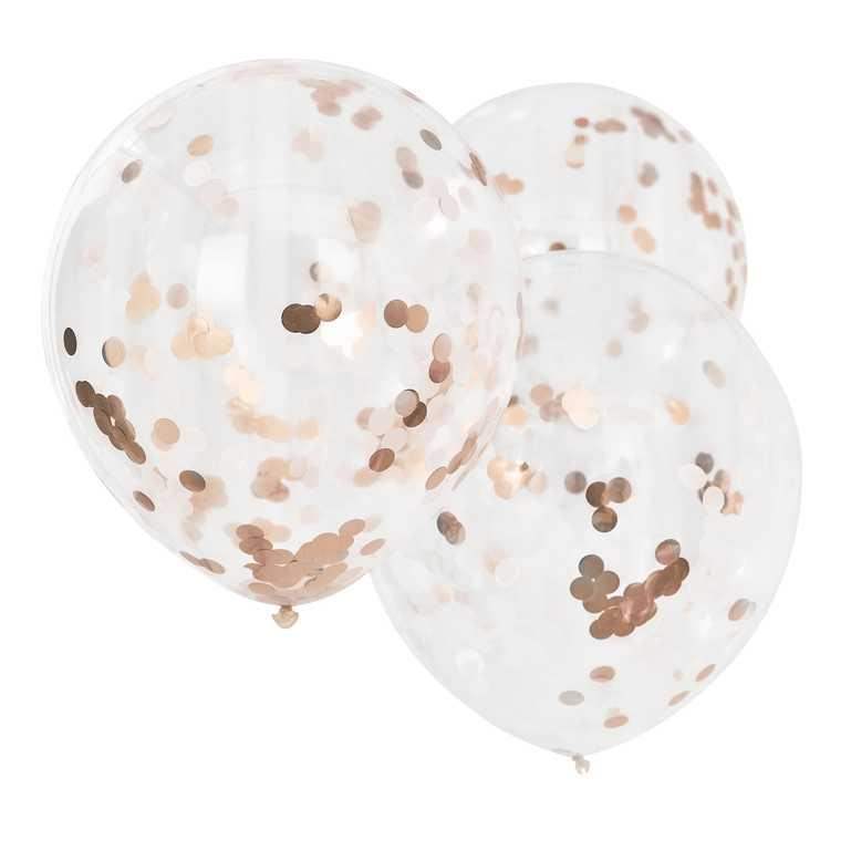 Confetti Ballonnen Rose Goud XL - 3 stuks - 56 cm - Ballonnenshop.nl