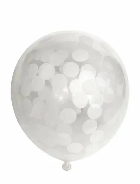Confetti Ballonnen - Wit - 6 stuks - 30 cm - Ballonnenshop.nl
