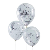 Confetti Ballonnen Zilver - 5 stuks - 30 cm - Ballonnenshop.nl