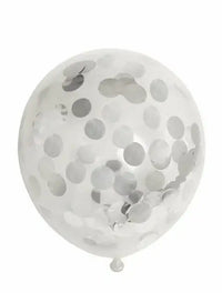 Confetti Ballonnen - Zilver - 6 stuks - 30 cm - Ballonnenshop.nl