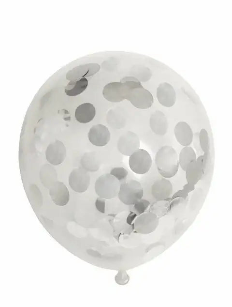 Confetti Ballonnen - Zilver - 6 stuks - 30 cm - Ballonnenshop.nl