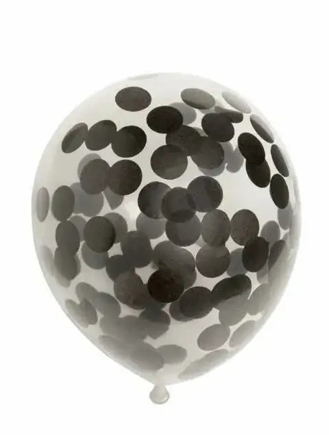Confetti Ballonnen - Zwart - 6 stuks - 30 cm - Ballonnenshop.nl