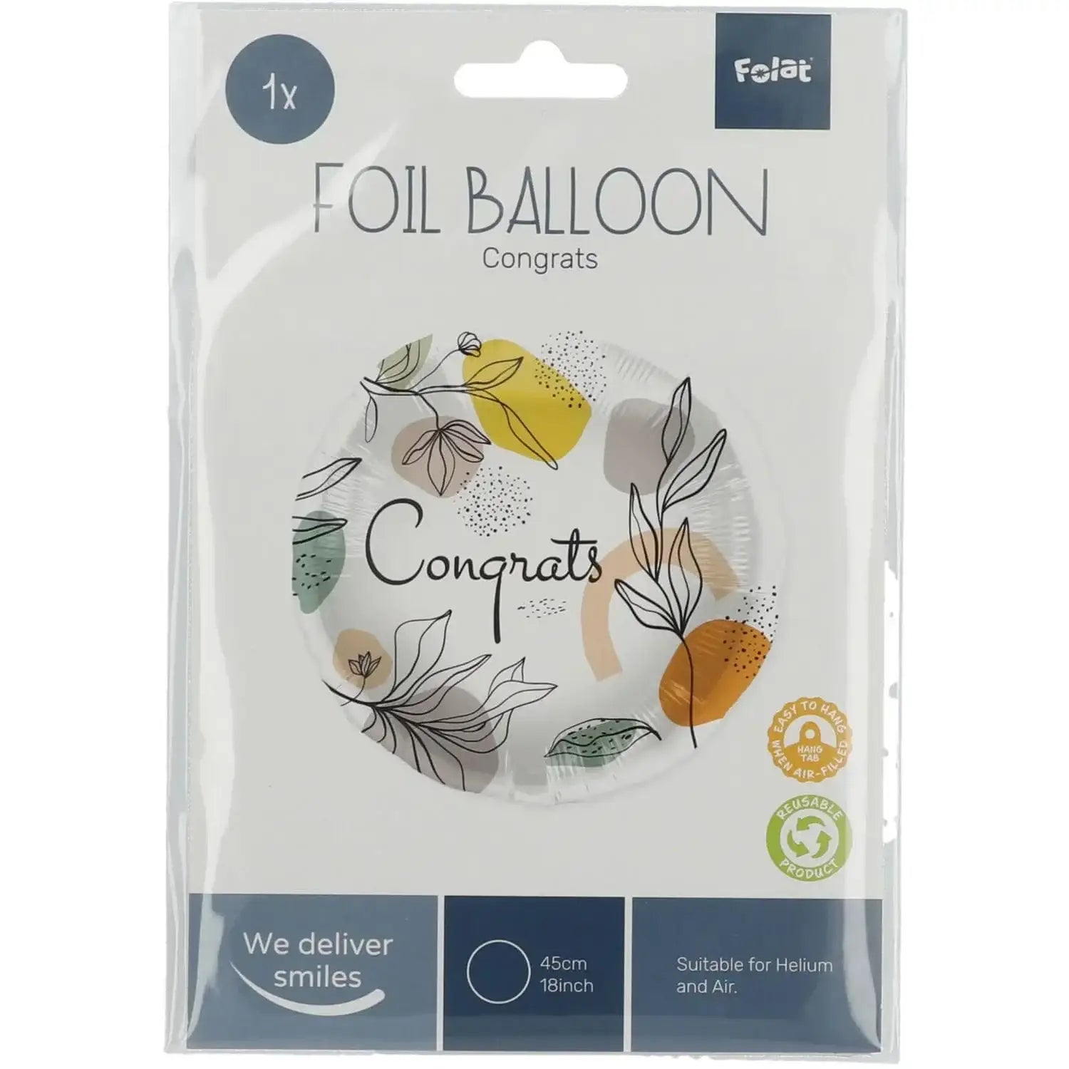Congrats Folie Ballon Line Art - 45 cm - Ballonnenshop.nl