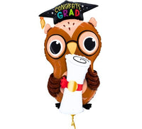 Congrats Grad Uil Ballon - Gevuld Met Helium - 114 cm - Ballonnenshop.nl