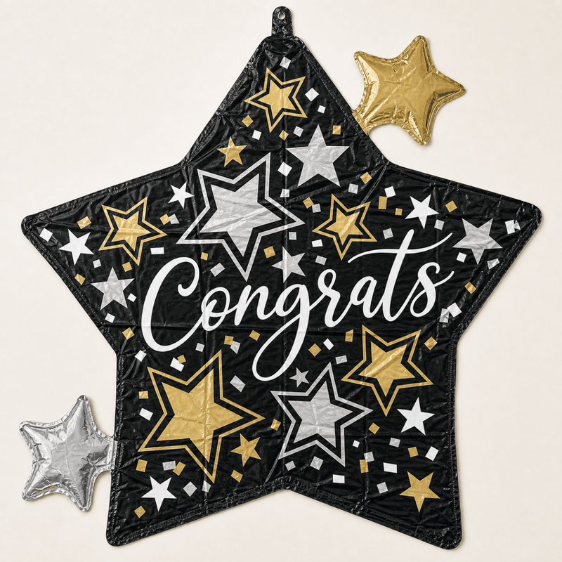 Congrats Ster Folie Ballon - 73 cm - Ballonnenshop.nl