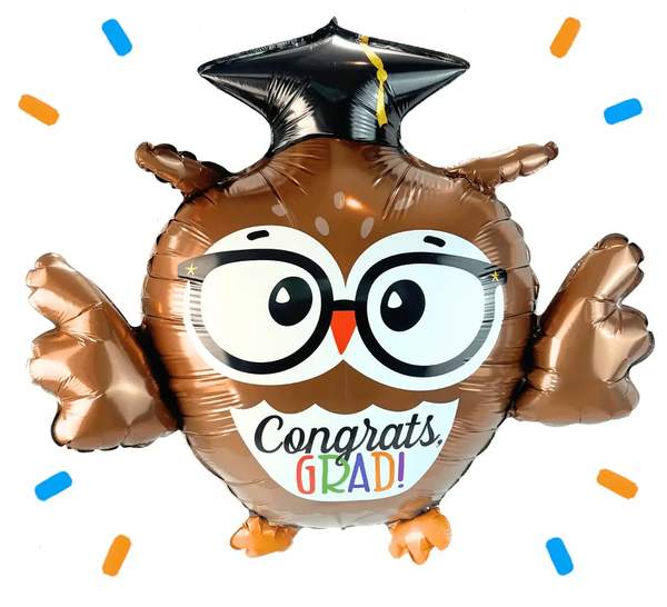 Congrats Uil Helium Ballon - Gevuld Met Helium - 61 cm - Ballonnenshop.nl