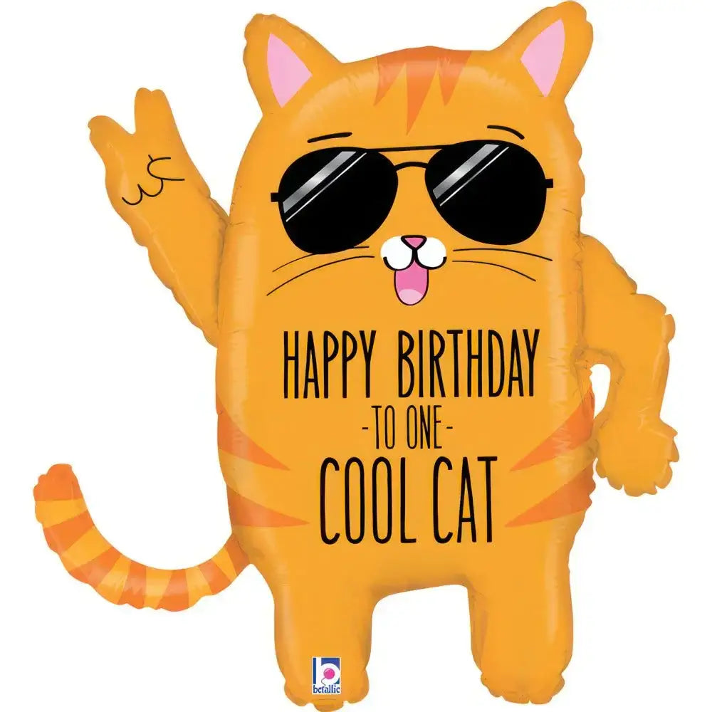Cool Cat Birthday Folie Ballon - 84 cm - Ballonnenshop.nl