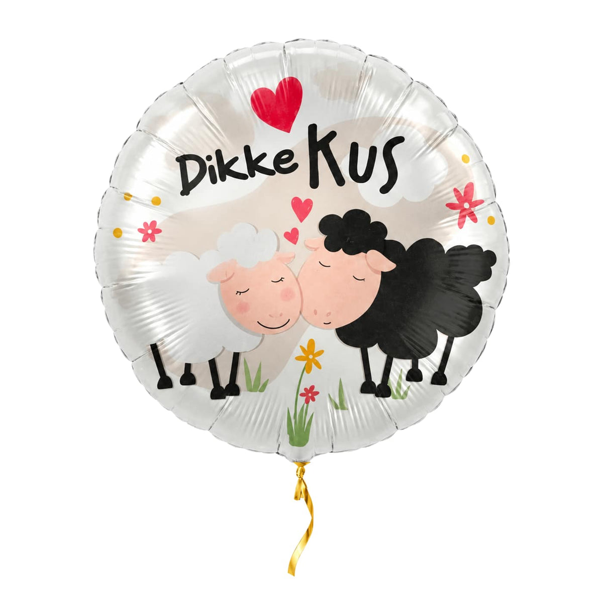 Dikke Kus Helium Ballon met helium en gouden lint