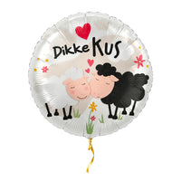 Dikke Kus Helium Ballon met helium en gouden lint