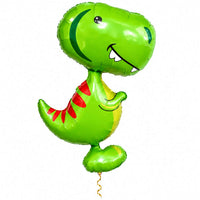 Dino Helium XL Ballon met dun metallic gouden lint op witte achtergrond – Ballonnenshop.nl