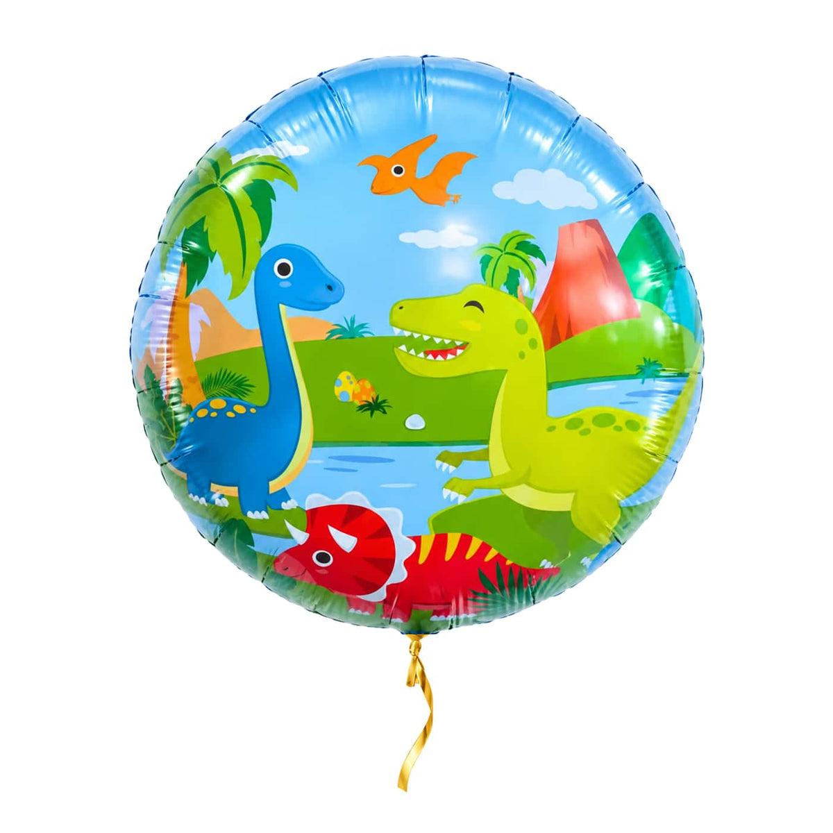 Dinosaurussen Helium Ballon – met helium gevuld, met gouden lint