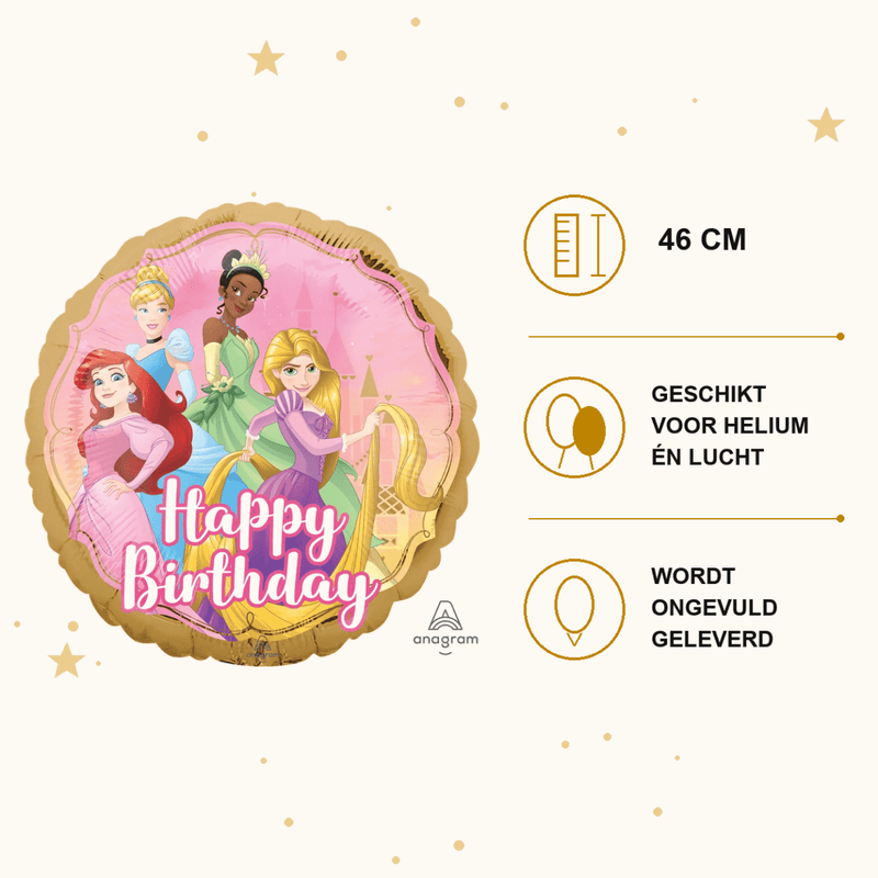 Disney Prinsessen Happy Birthday Folie Ballon - 46 cm - Ballonnenshop.nl