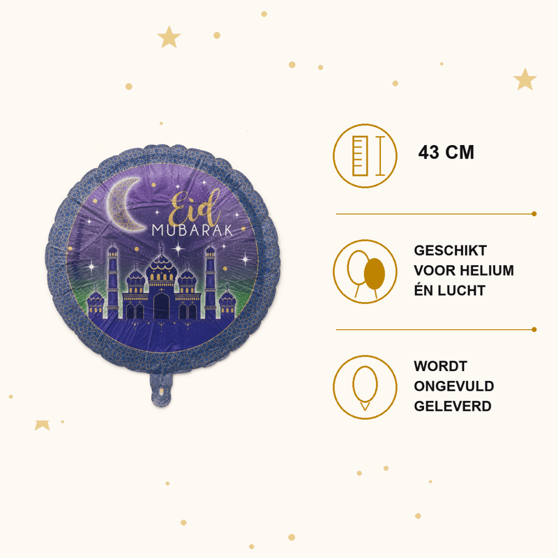 Eid Mubarak Folie Ballon - 43 cm - Ballonnenshop.nl
