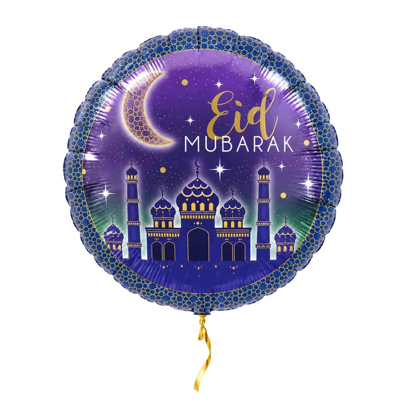 Eid Mubarak Helium Ballon – met helium gevuld, met gouden lint