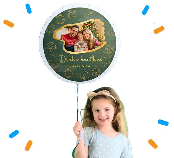 Eigen Foto Dikke Kerst Kus Van Ons Helium Ballon - 58 cm - Ballonnenshop.nl