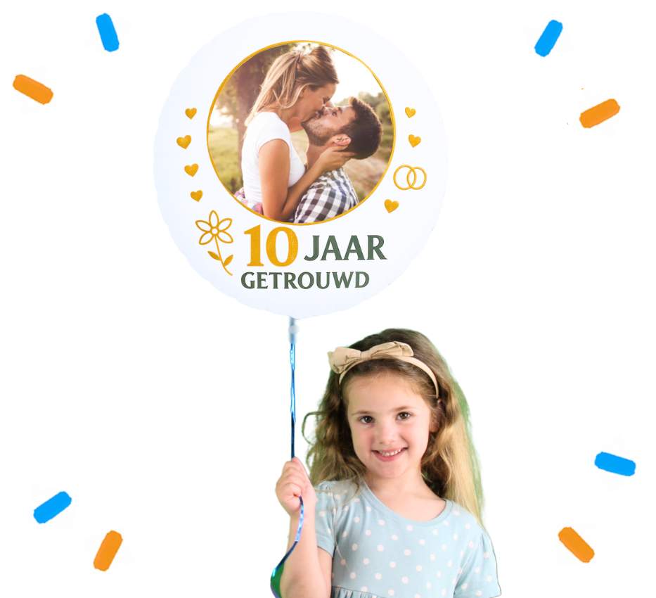 Eigen Foto En Jaargetal Getrouwd Helium Ballon - 58 cm - Ballonnenshop.nl