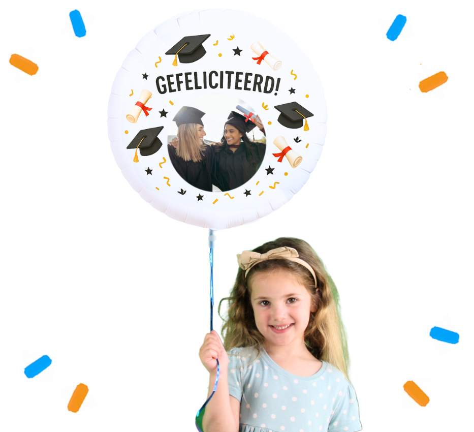 Eigen Foto Gefeliciteerd Geslaagd Helium Ballon - 58 cm - Ballonnenshop.nl