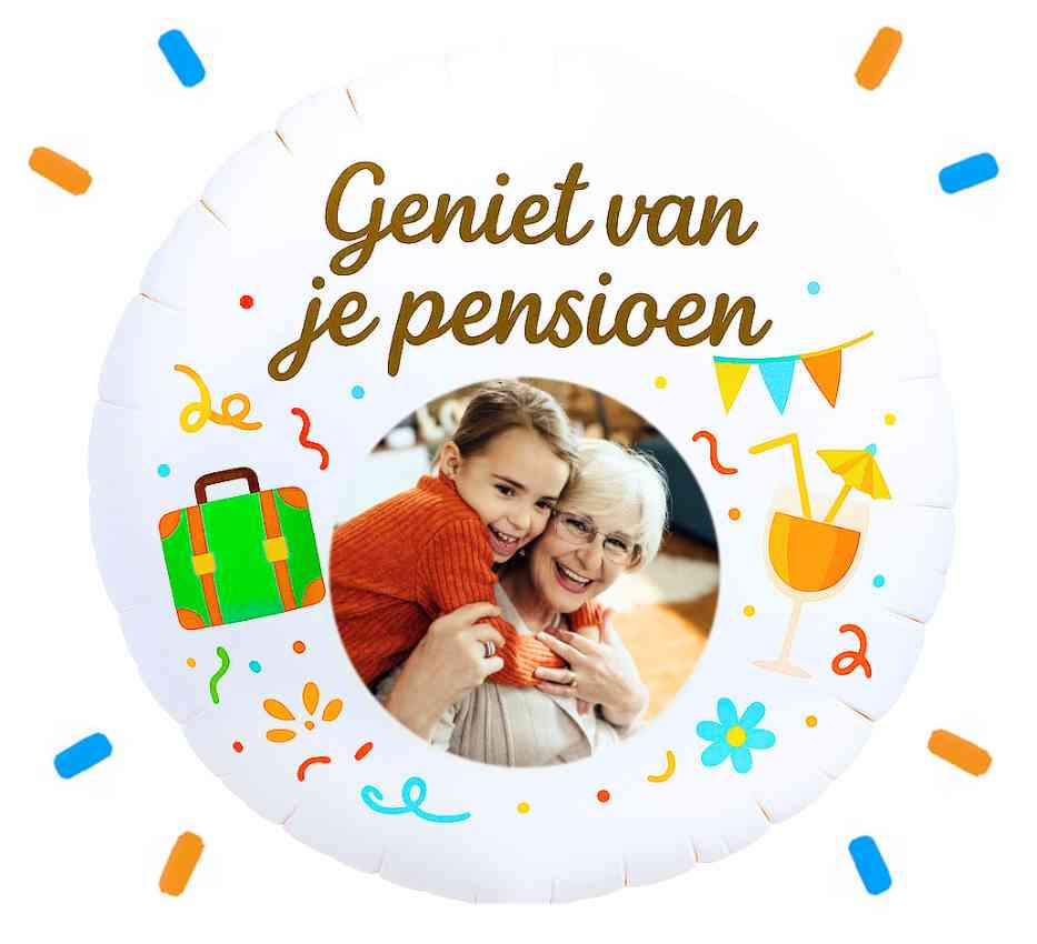 Eigen Foto Geniet Van Je Pensioen Helium Ballon - 58 cm - Ballonnenshop.nl