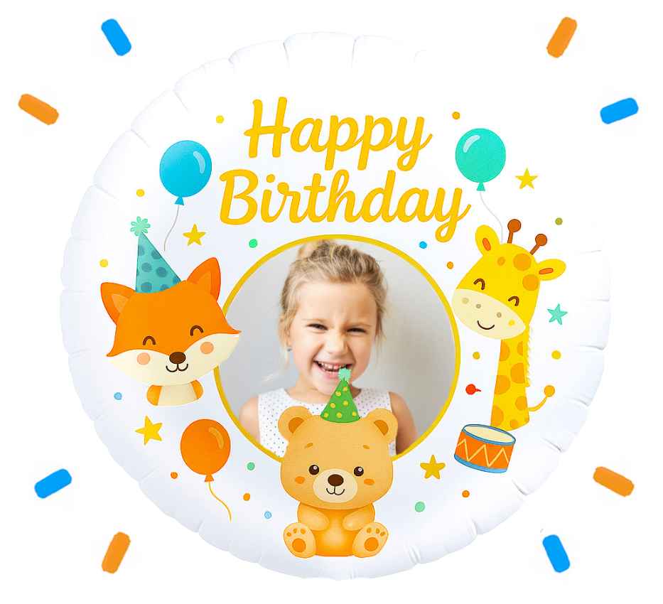 Eigen Foto Happy Birthday Dieren Helium Ballon - 58 cm - Ballonnenshop.nl