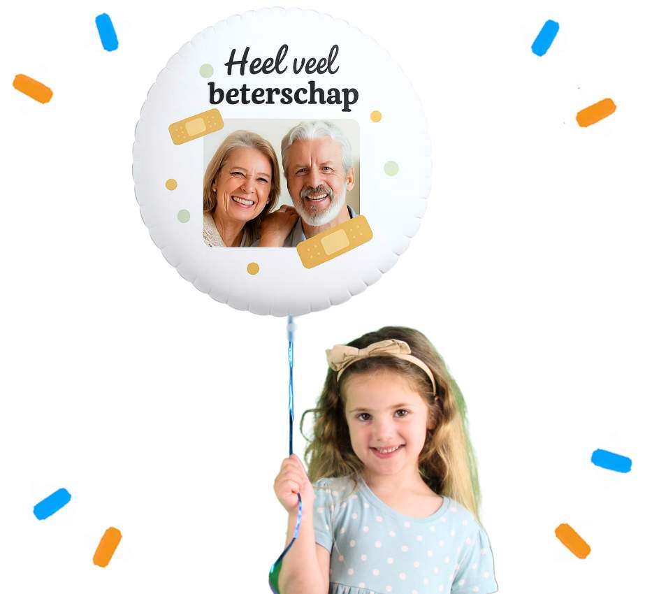 Eigen Foto Heel Veel Beterschap - Helium Ballon - 58 cm - Ballonnenshop.nl