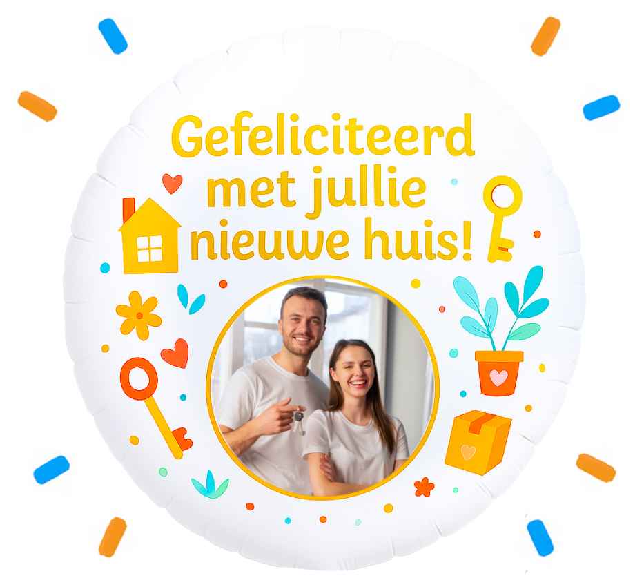 Eigen Foto Nieuw Huis Helium Ballon - 58 cm - Ballonnenshop.nl