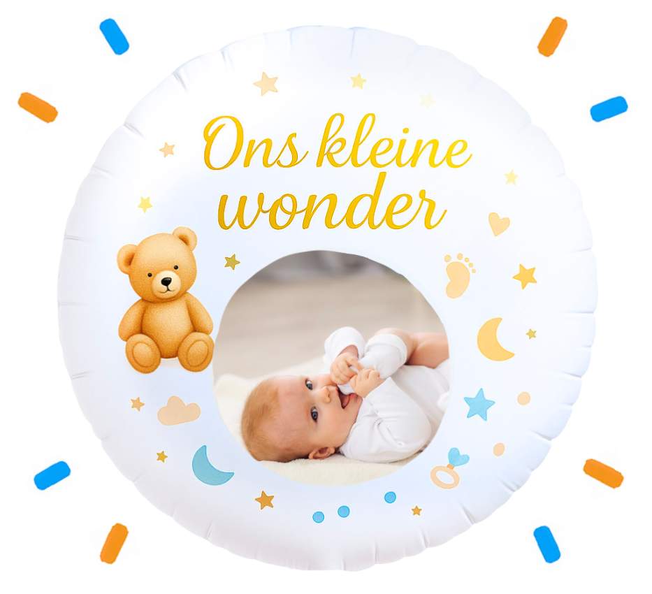 Eigen Foto Ons Kleine Wonder Helium Ballon - 58 cm - Ballonnenshop.nl