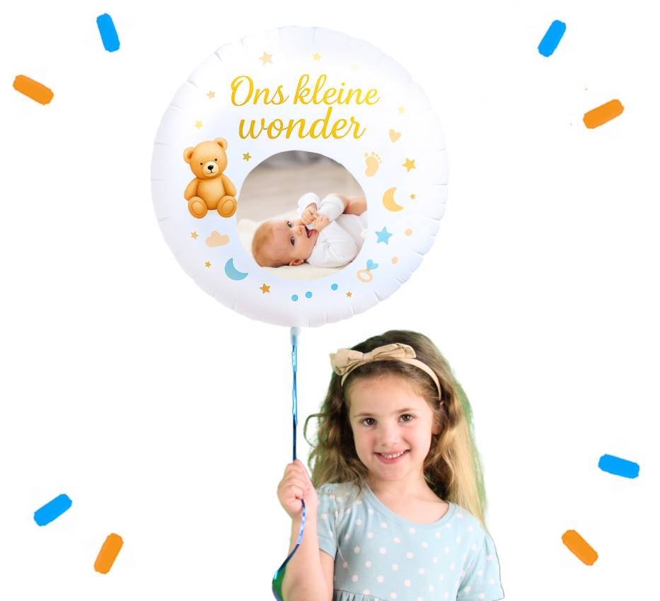 Eigen Foto Ons Kleine Wonder Helium Ballon - 58 cm - Ballonnenshop.nl