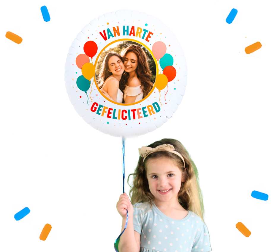 Eigen Foto Van Harte Gefeliciteerd Helium Ballon - 58 cm - Ballonnenshop.nl