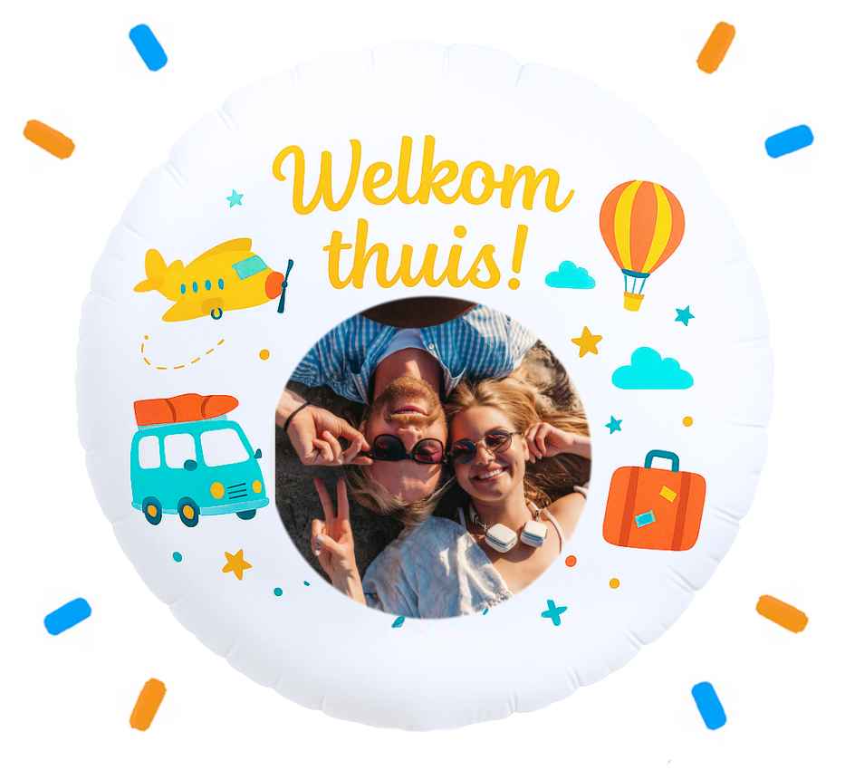 Eigen Foto Welkom Thuis Helium Ballon - 58 cm - Ballonnenshop.nl