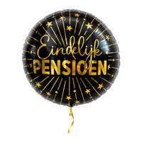 Eindelijk Pensioen Helium Ballon – met helium gevuld, met gouden lint