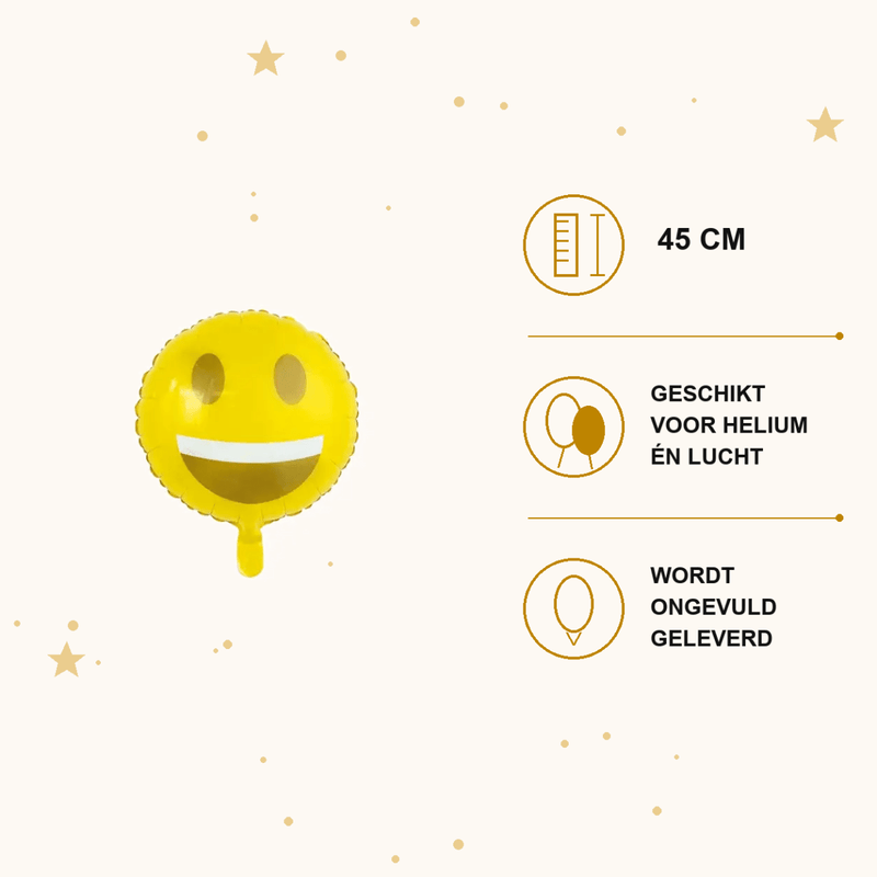 Emoji Glimlach Folie Ballon - 45 cm - Ballonnenshop.nl
