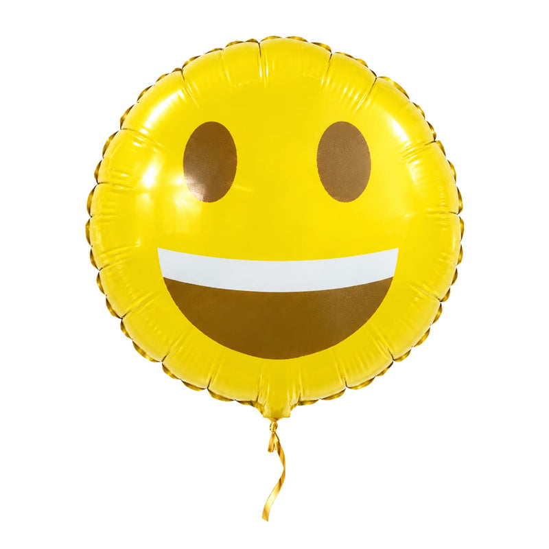 Emoji Glimlach Helium Ballon – met helium gevuld, met gouden lint