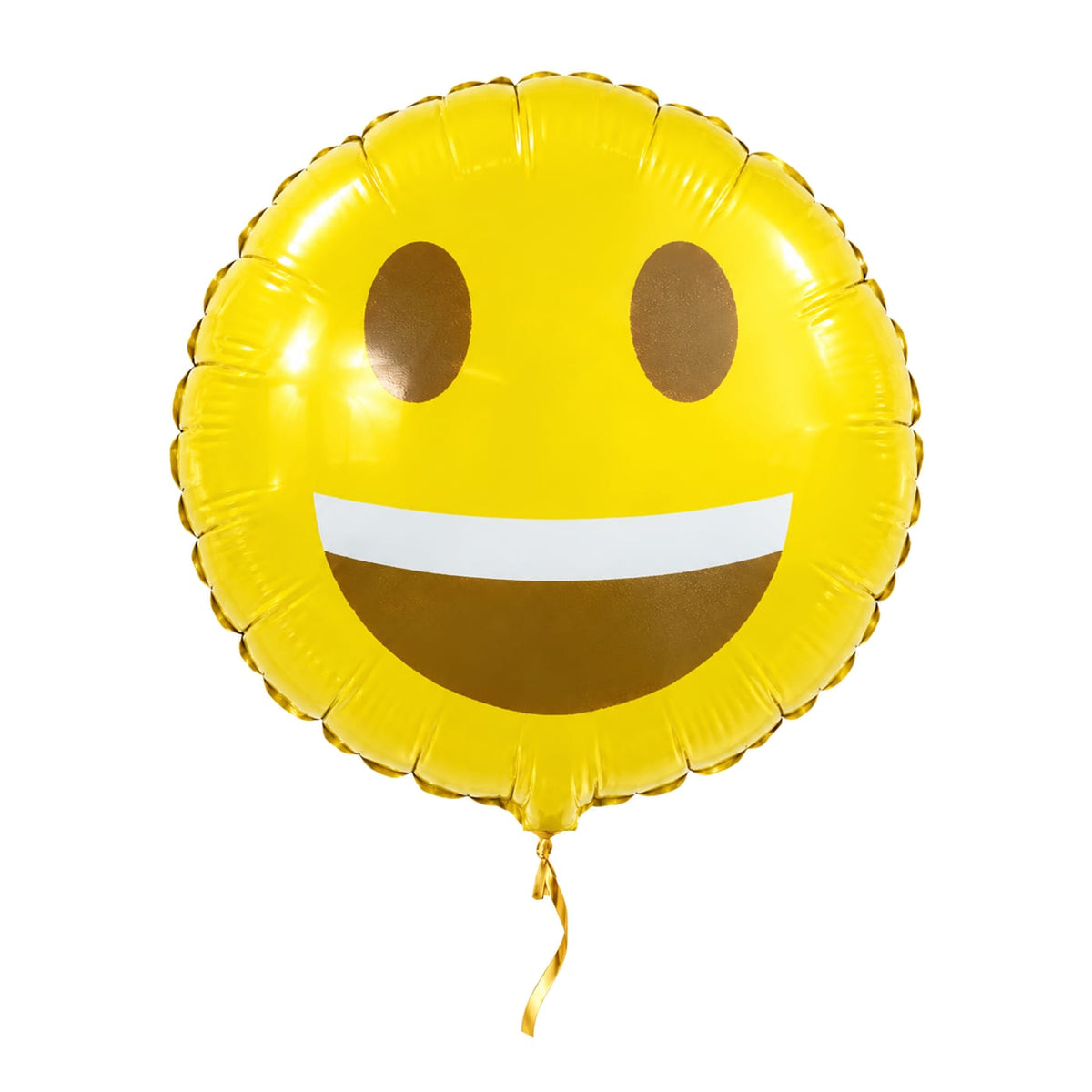 Emoji Glimlach Helium Ballon – met helium gevuld, met gouden lint