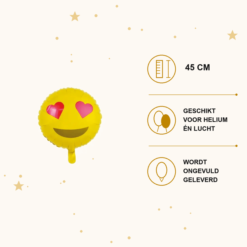Emoji Hartjes Ogen Folie Ballon - 45 cm - Ballonnenshop.nl