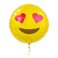 Emoji Hartjes Ogen Helium Ballon – met helium gevuld, met gouden lint