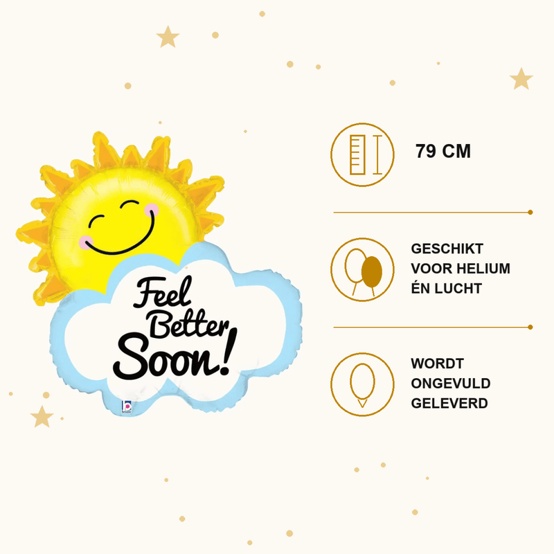 Feel Better Soon Zon Folie Ballon - 79 cm - Ballonnenshop.nl